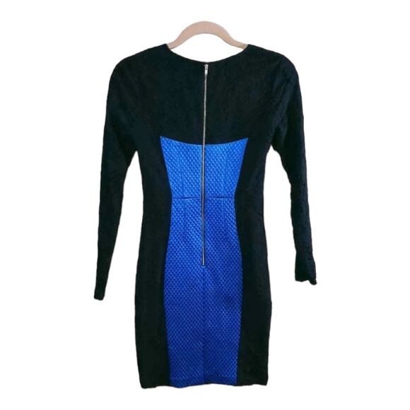 Tracy Reese Long Sleeve Colorblock Mini Sheath Dress Satin & Lace Women's 2 - Picture 4 of 6
